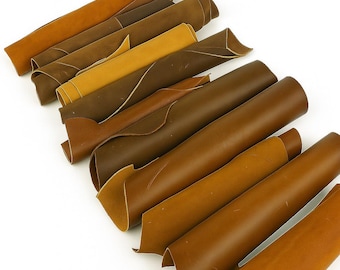 Brown Italian Full Grain Leather Scraps – Medium & Large Cowhide Pieces for Upholstery, DIY Crafts, Tooling, Sewing, Repairs, Leatherwork