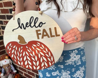 Fall Front Door Decor | Fall Door Hanger | Fall Wreath | Fall Welcome Sign | Fall Door Wreath for Front Door | Fall Porch Decor