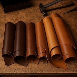 Italian Full Grain Leather Scraps: Brown Cowhide Pieces for Crafts, Tooling