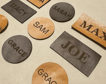 Personalized Leather Patch: Custom Sew-On Name Tag for Handmade Items