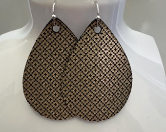 Metallic Leather Teardrop Earrings | Lightweight Genuine Leather Earrings | Trendy Handmade Jewelry Gift for Women