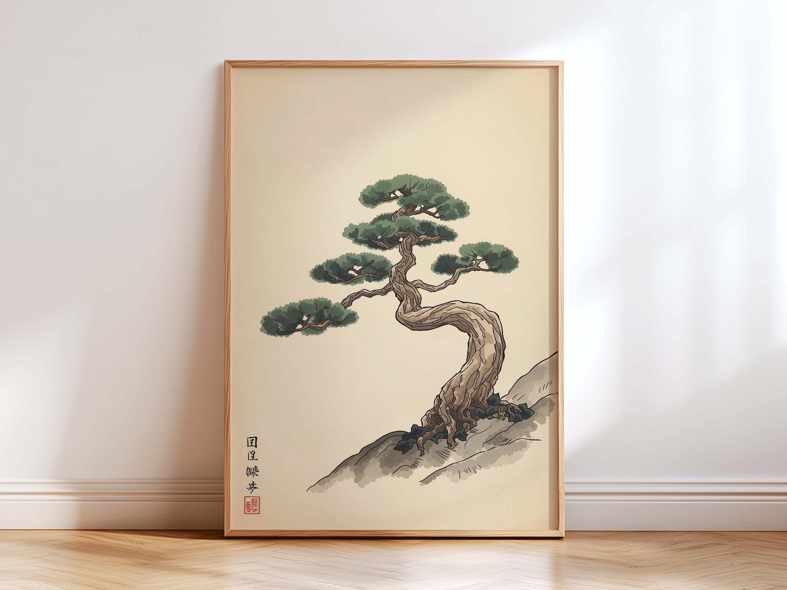 Japanese Pine Tree Wall Art Print, Minimalist Zen Sumi Ink Painting ...