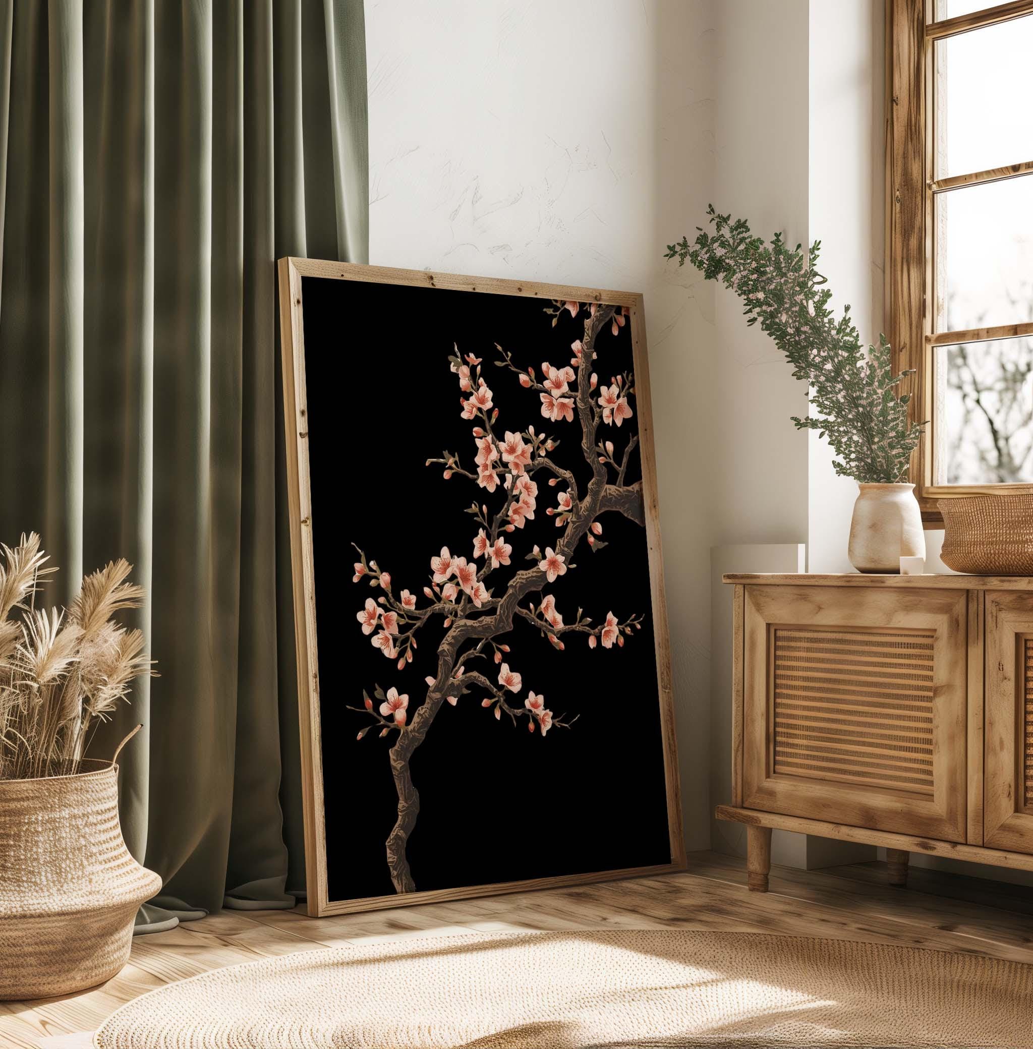 Cherry Blossom Wall Art Print – Japanese Sakura Floral Poster, Japandi ...