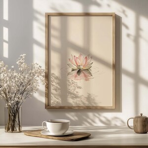 Neutral lotus wall art for modern boho home interior