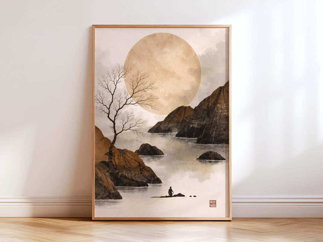 Japandi Wall Art Print, Zen Japanese Landscape Poster, Wabi Sabi ...