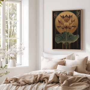 Vintage lotus flower art print