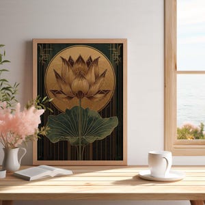 Luxury lotus flower wall decor print