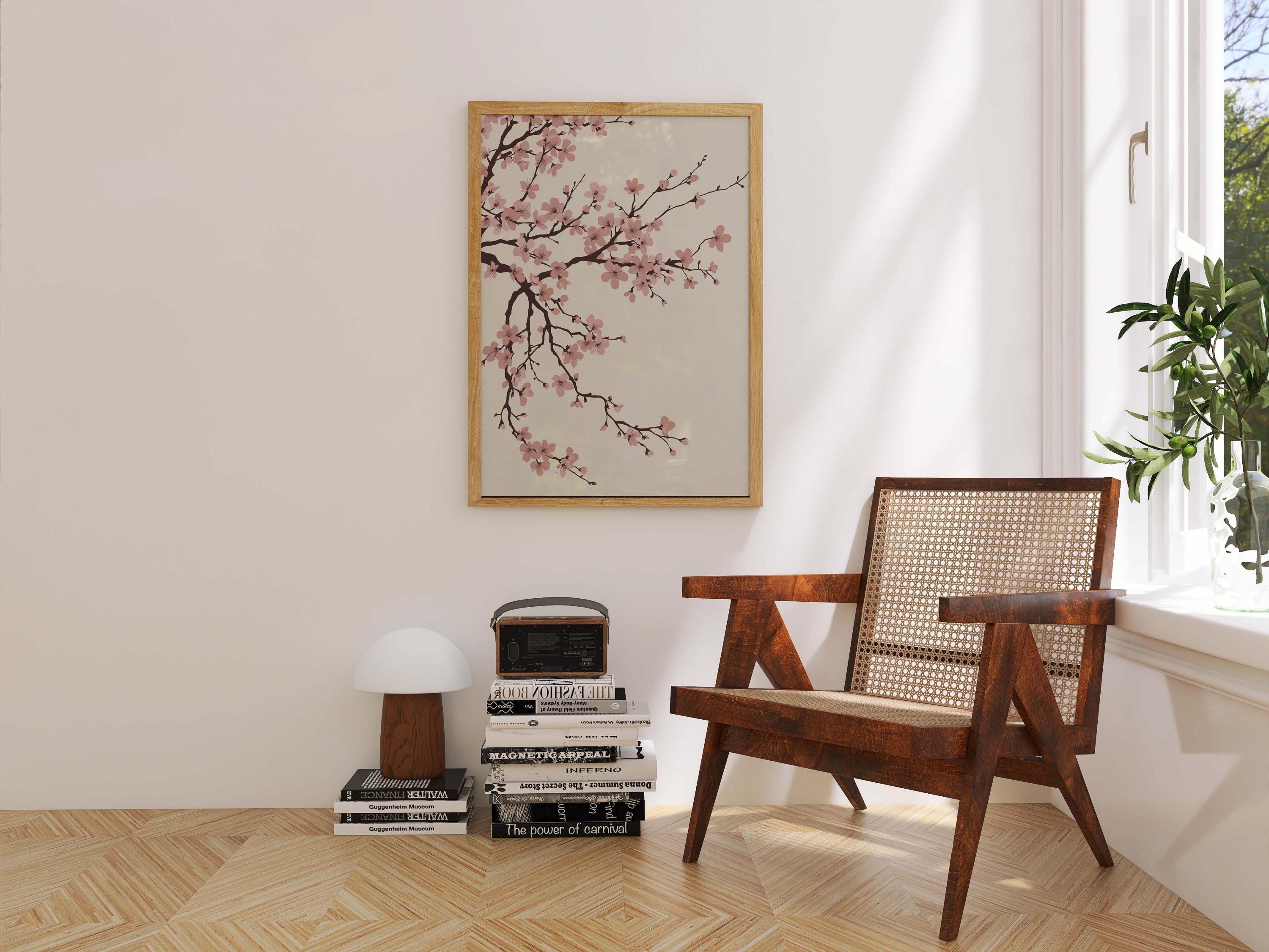 Sakura Cherry Blossom Wall Art Print, Minimalist Japanese Floral Branch ...