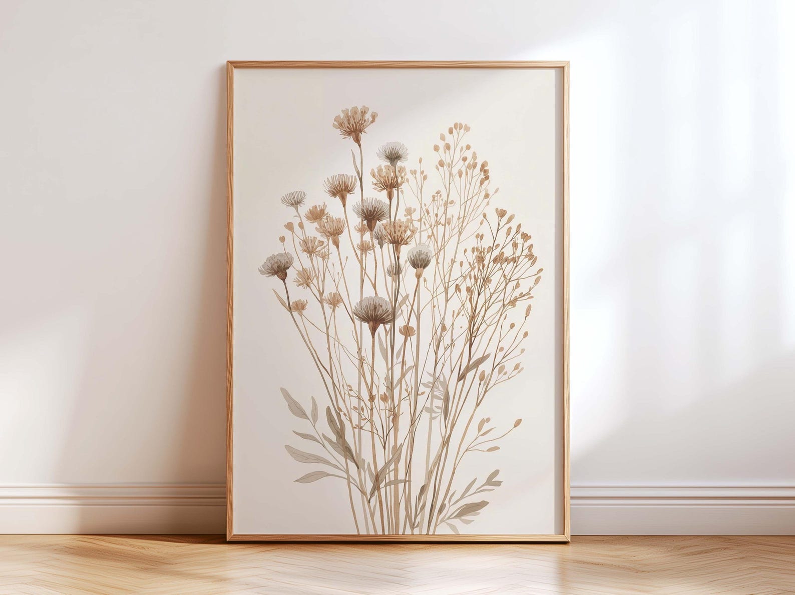Neutral Botanical Wall Art Set of 3, Vintage Wildflower Prints, Beige ...