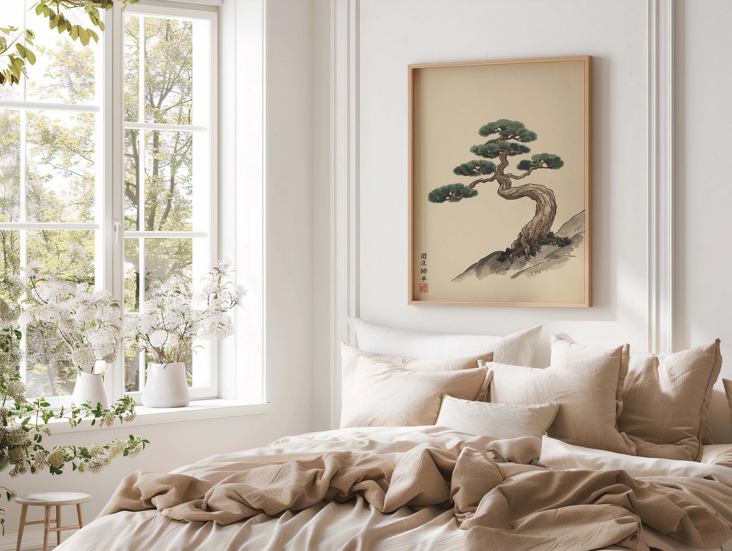 Japanese Pine Tree Wall Art Print, Minimalist Zen Sumi Ink Painting ...