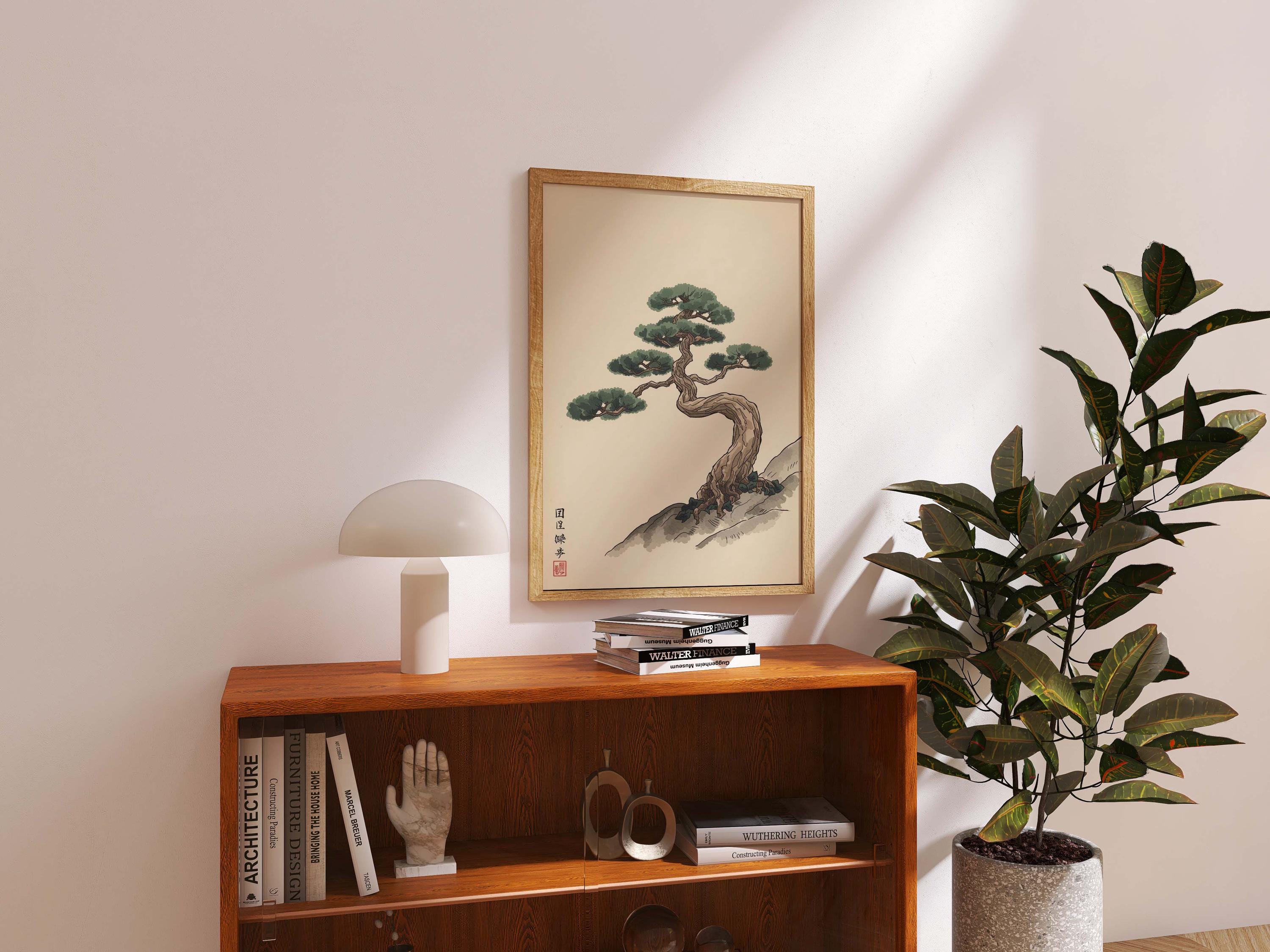 Japanese Pine Tree Wall Art Print, Minimalist Zen Sumi Ink Painting ...