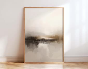 Beige Abstract Landscape Art Print, Japandi Wabi Sabi Decor, Calm Contemporary Home Art Print