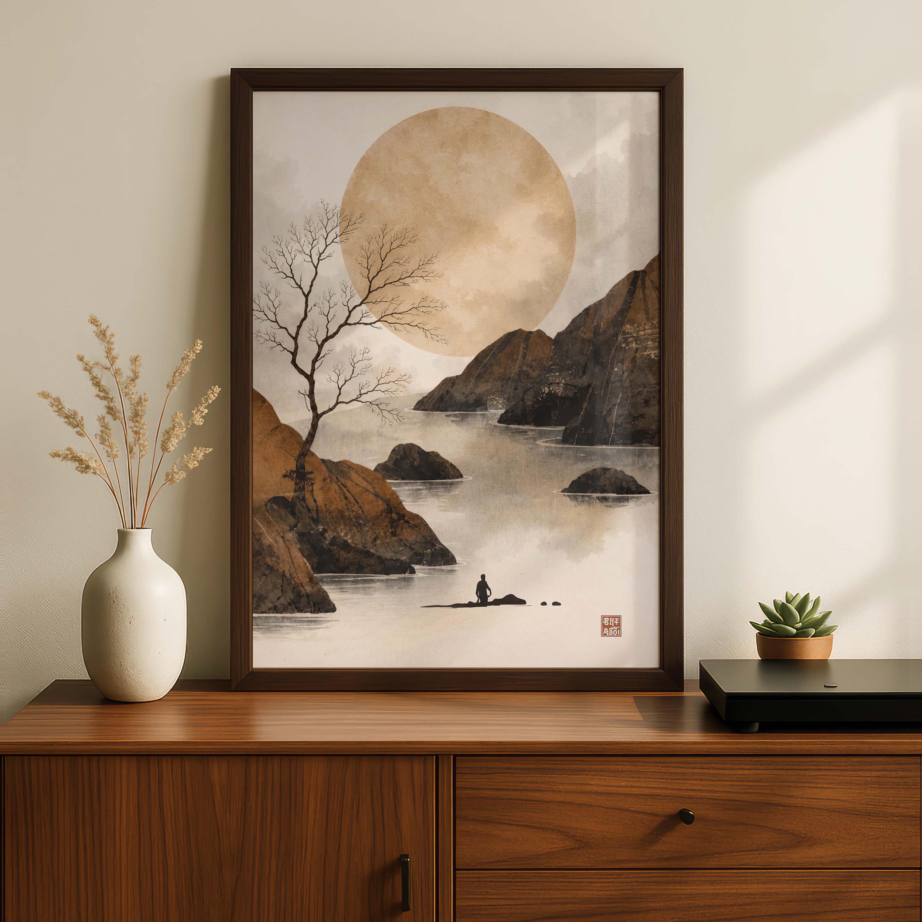 Japandi Wall Art Print, Zen Japanese Landscape Poster, Wabi Sabi ...