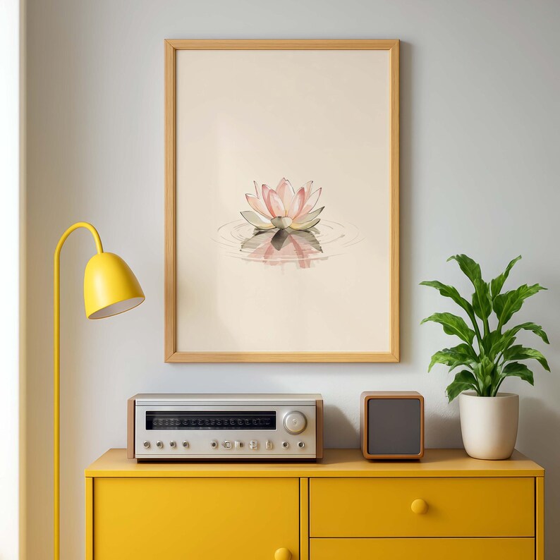 Japandi lotus flower wall art minimalist aesthetic style
