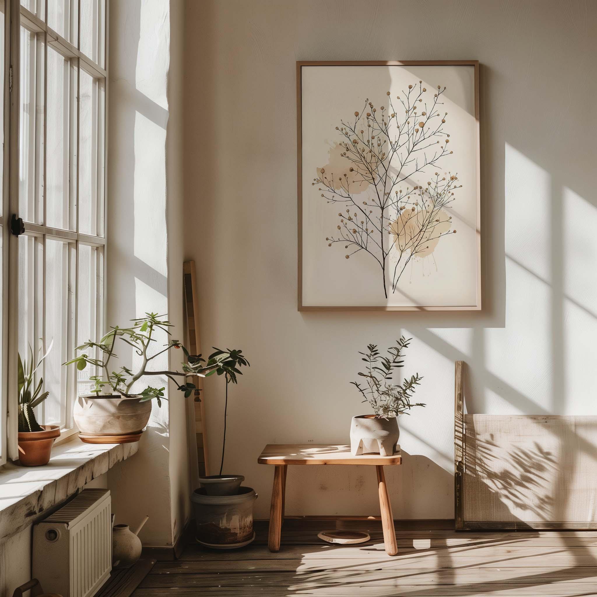 Botanical Wall Art Set of 3, Neutral Floral Print, Minimalist Beige ...