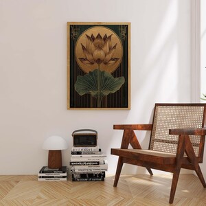Golden lotus art deco home decor