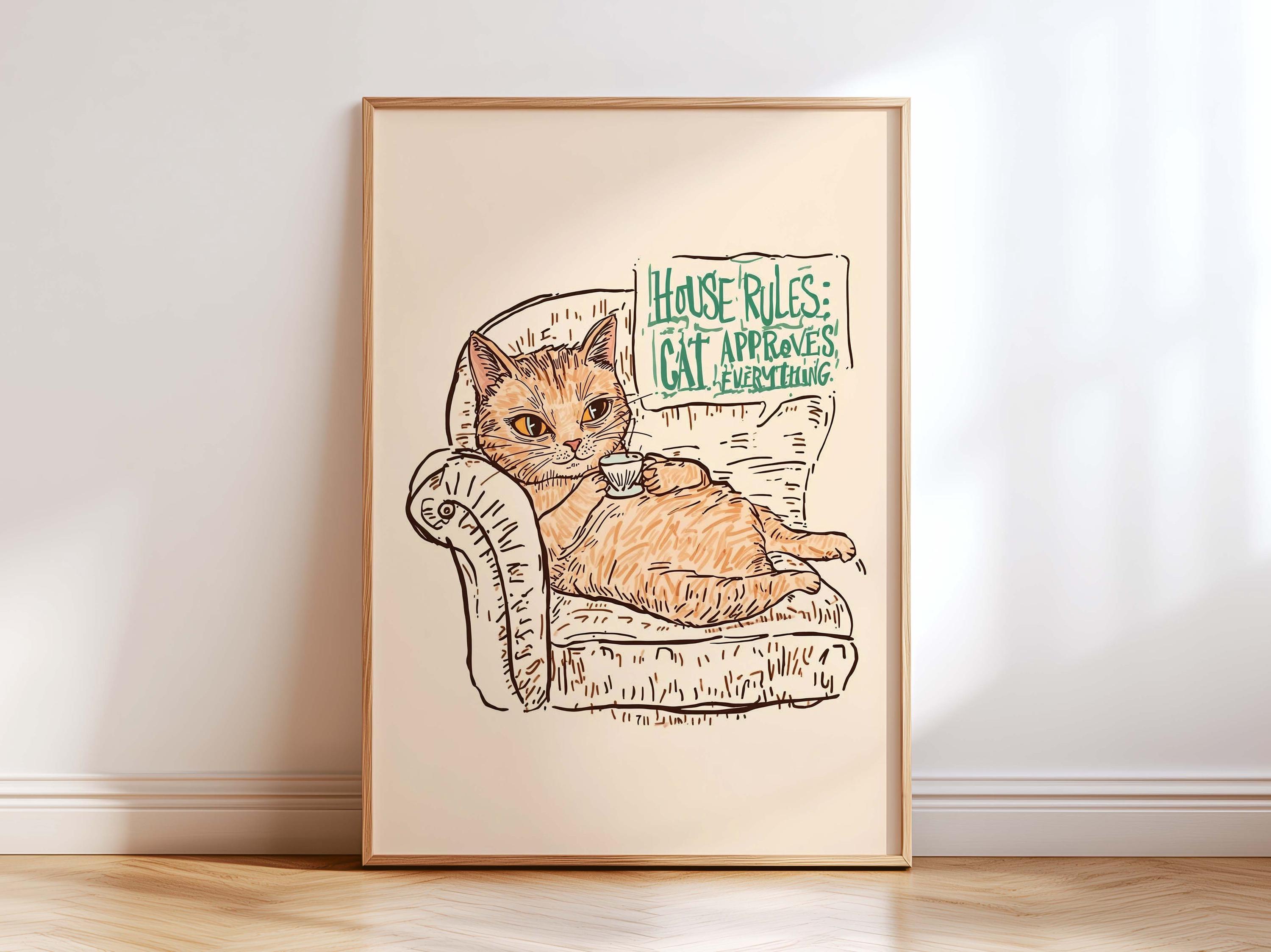 Whimsical Cat Wall Art Print, Funny Cat Quote Poster, Cat Lover Gift ...