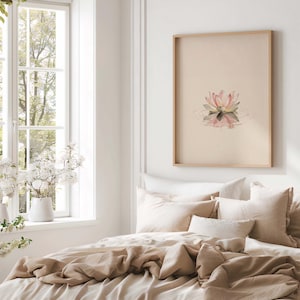 Soft beige lotus painting aesthetic spa wall decor