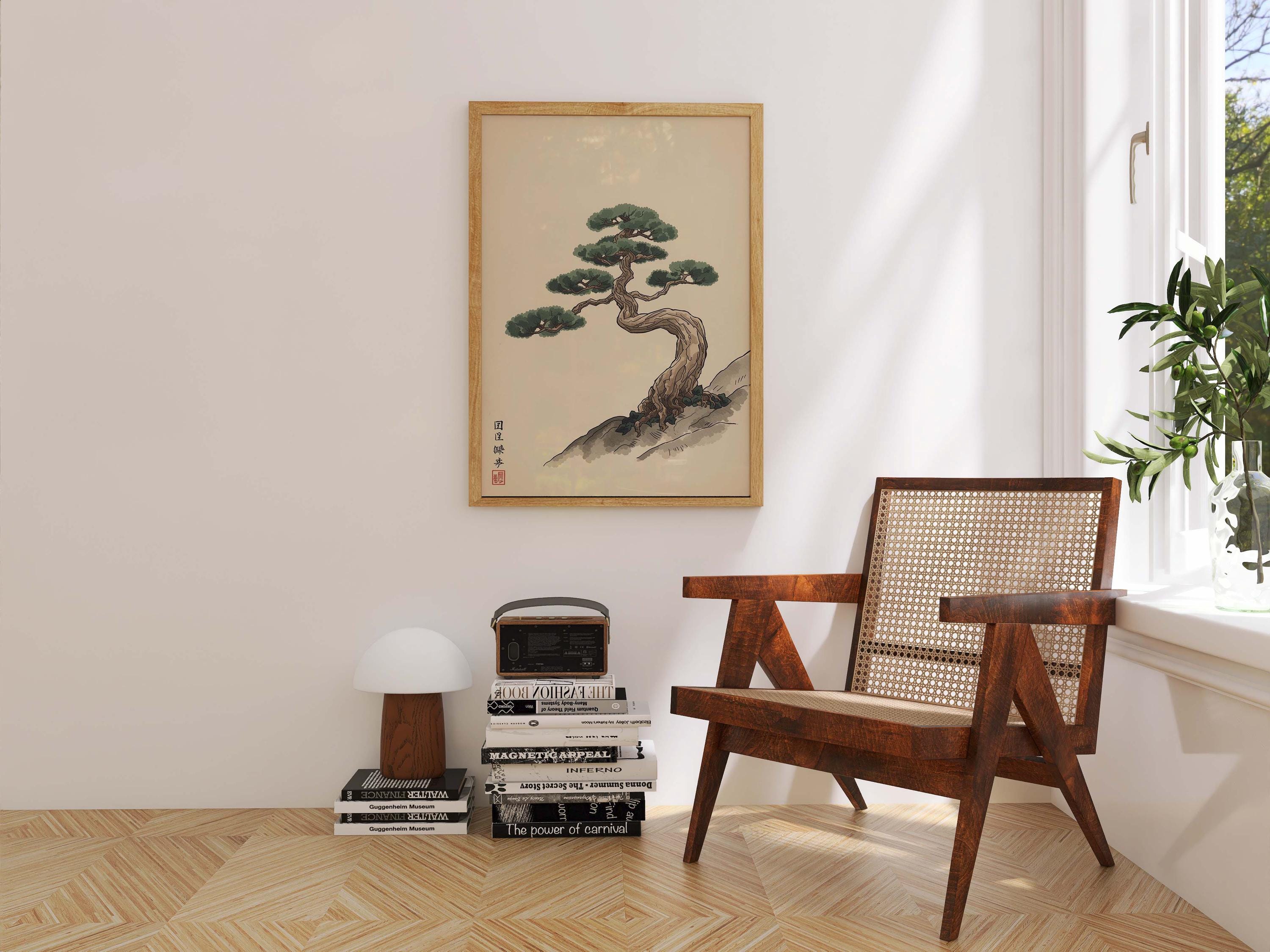 Japanese Pine Tree Wall Art Print, Minimalist Zen Sumi Ink Painting ...