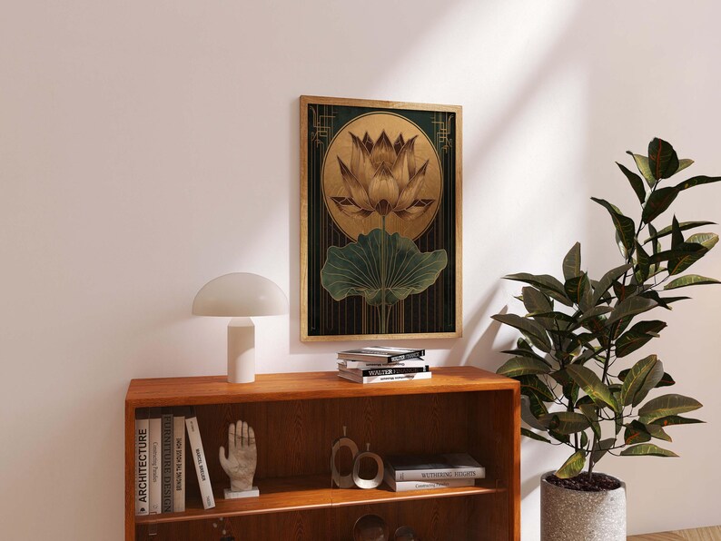 Japandi zen lotus botanical artwork