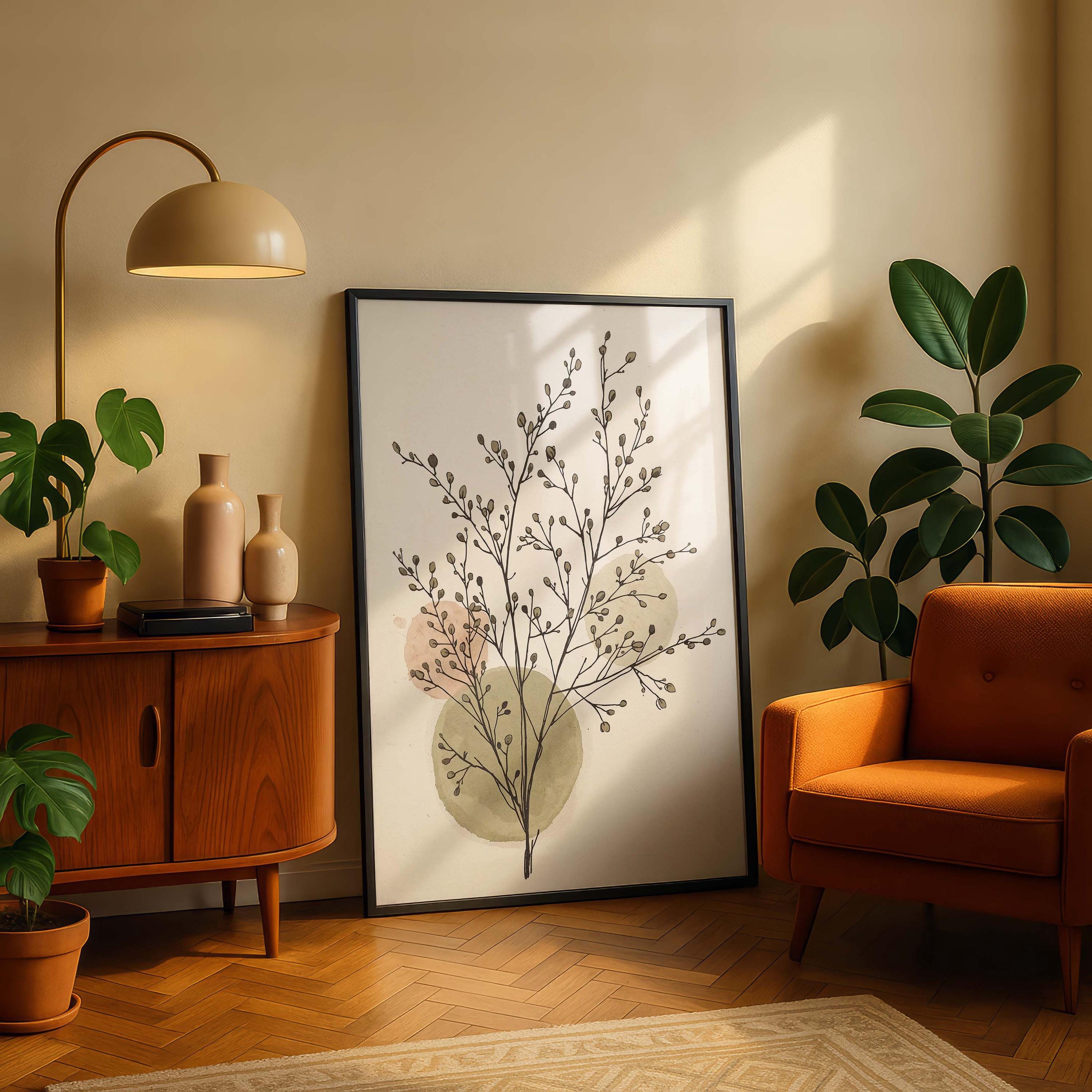 Neutral Botanical Wall Art Set of 3, Minimalist Beige Plant Prints ...