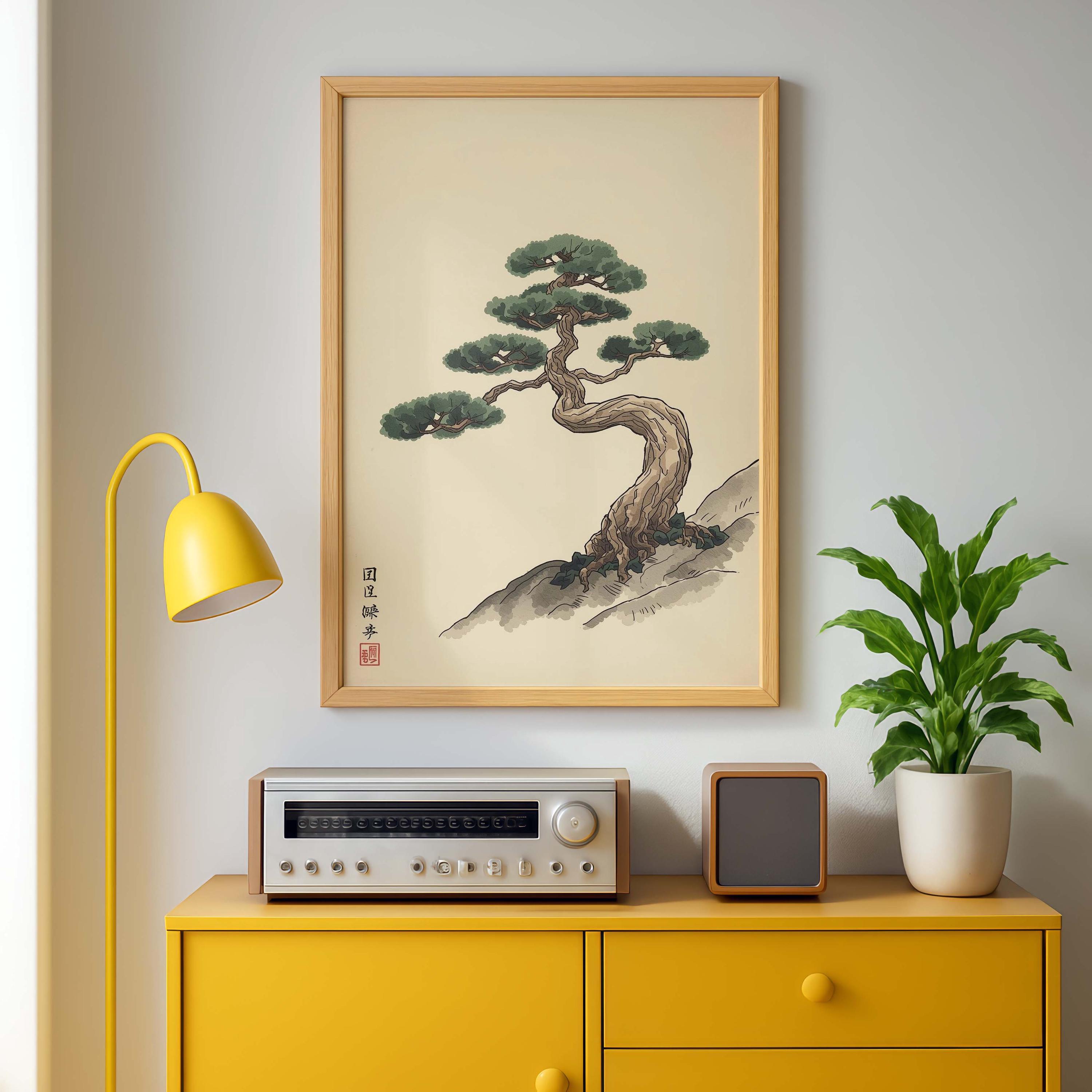 Japanese Pine Tree Wall Art Print, Minimalist Zen Sumi Ink Painting ...