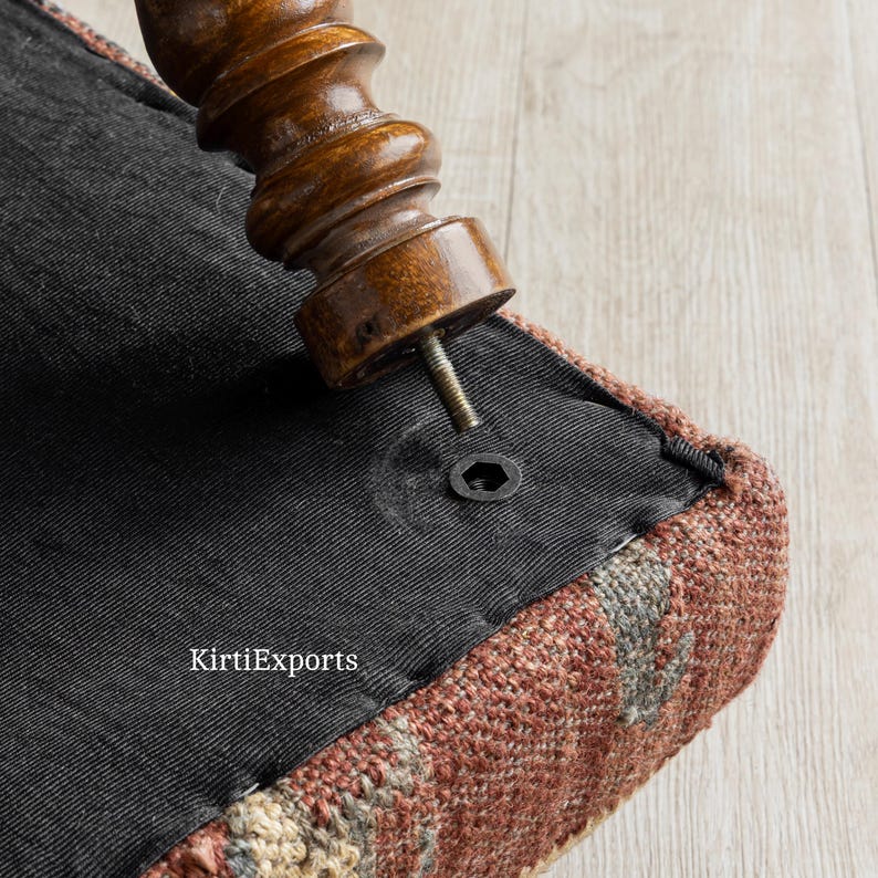Jute Rug Sitting Bench - Bench For Bedroom | Ottoman Bench | Hallway Bench | Frontdoor Bench | Footstool Bench | Kilim Piano Bench