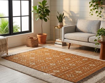 8x10, 9x12 Ft Wool Jute Kilim Rug, Handwoven, Wool and Jute Rug Handmade, Kilim Dhurrie Rug, Traditional Indian/WOOL JUTE RUGS