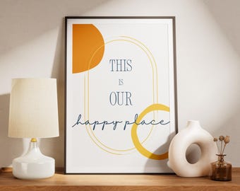 This Is Our Happy Place-print: geel, minimalistisch interieur (digitale download)