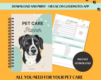 Digitale huisdierverzorgingsplanner: gezondheidstracker voor katten en honden (pdf-download, A4/US Letter)
