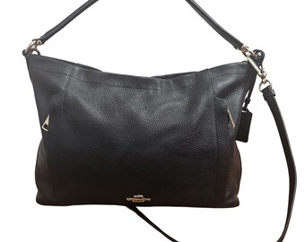Coach Peyton Black Crossgrain Leather Tote 2 Way Crossbody - Etsy