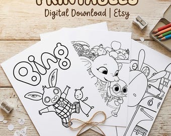 Disegni da colorare di Bing stampabili, pacchetto di attività per bambini in età prescolare (download digitale)