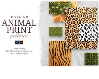 Animal Print SVG Bundle, Animal Print PNG Bundle, Animal Print Clipart, Leopard Print Svg, Cheetah Print Svg, Tiger Print Svg, Cow Print Svg