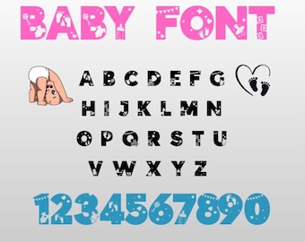 Baby letters for kids,Baby girl font, Baby boy font,Cricut baby font, Sublimation baby font, Baby monogram SVG, Baby shower letters, Nursery