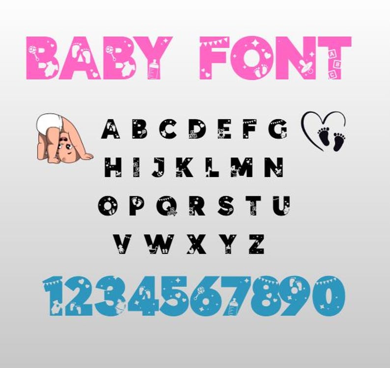 Baby Letters for Kids,baby Girl Font, Baby Boy Font,cricut Baby Font ...