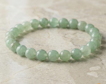 Pulsera de aventurina verde / Pulsera de cristal para la suerte, el crecimiento y las oportunidades / Joyería con piedras preciosas para el chakra del corazón