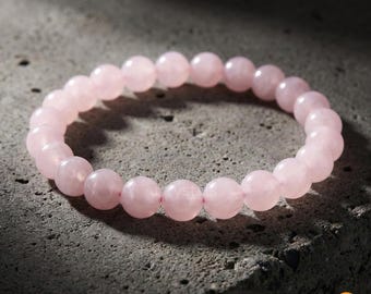 Pulsera de cuarzo rosa / Pulsera de cristal para el amor, la compasión y el amor propio / Joyería con piedras preciosas para el chakra del corazón