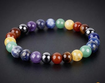 Seven Stone Healing Bracelet | Chakra Balance Bracelet | Natural Gemstone Bracelet | Energy Healing Jewelry