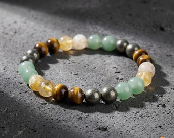 Wealth & Abundance Gemstone Bracelet: Natural Crystal Healing Jewelry