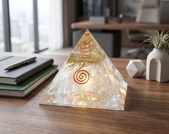 Selenite Pyramid | Orgonite Pyramid | Crystal Decor | Desk Decor | Gemstone Gift