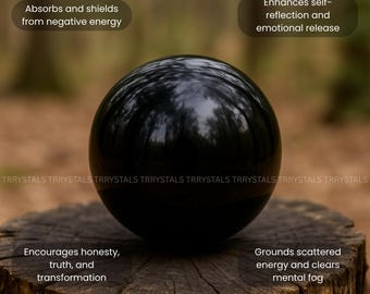 Black Obsidian Crystal Ball | Obsidian Sphere | Crystal Decor | Desk Decor | Spiritual Gift
