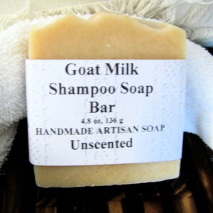 Goat Milk Shampoo Bar Soap  ~ Creamy Lather, Shampoo Bar, Natural Soap, Full Bar, Unscented, Travel Size with Storage  Free Shipping