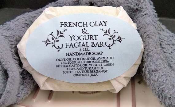 Handmade French Green Clay Facial Bar: Tea Tree, Bergamot, Orange