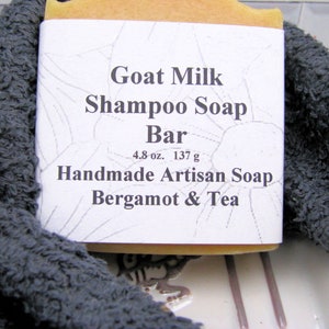 Goat Milk Shampoo Bar Soap ~  Shampoo Bar, Nourishing, Natural Soap, Handcrafted Soap, Bergamot & Tea,  Free Shipping, Gift Wrap