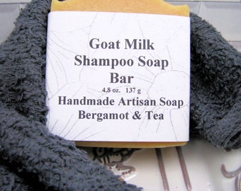 Goat Milk Shampoo Bar Soap ~  Shampoo Bar, Nourishing, Natural Soap, Handcrafted Soap, Bergamot & Tea,  Free Shipping