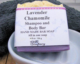 Lavender Chamomile Shampoo Bar: Handmade Head to Toe Soap