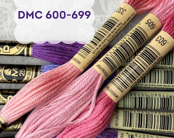 DMC Embroidery Floss 600 to 699 Individual Color Skein Quality Cotton Embroidery Thread Six Strand Thread Cross Stitch Supply Needlework