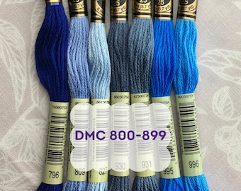 DMC Embroidery Floss 800 to 899 Individual Color Skein Quality Cotton Embroidery Thread Six Strand Thread Cross Stitch Supply Needlework