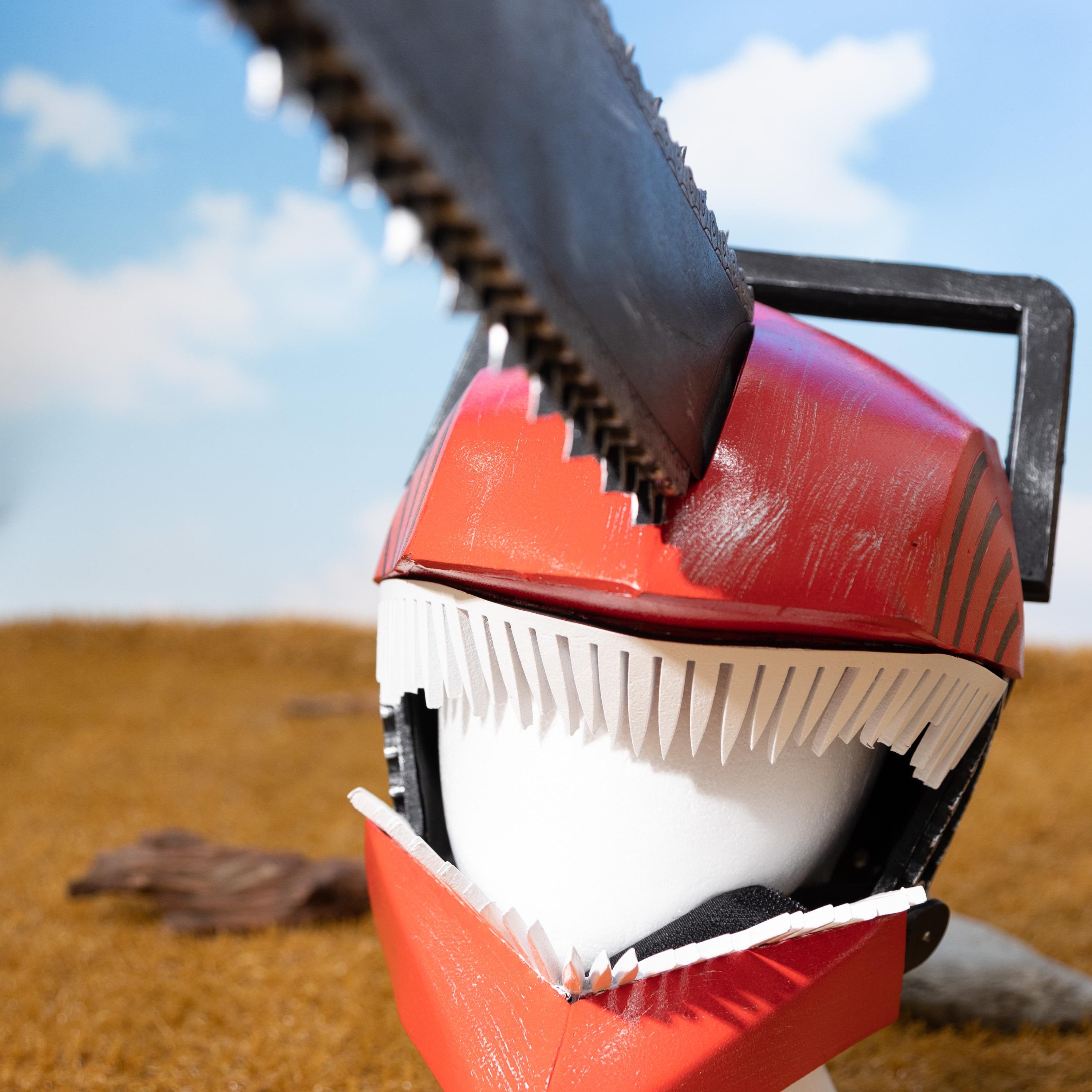 Chainsaw Man Helmet Cosplay Prop Foam Horror Helmet Costume Mask with Saw Arm Prop for Halloween Conventions Stage LARP Display