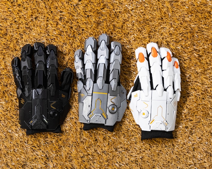 Cyberpunk Mecha Exoskeleton Gloves Futuristic Cosplay Gauntlet Robotic Hand Techwear Accessory for Sci Fi Costume Punk Gift event stage uses